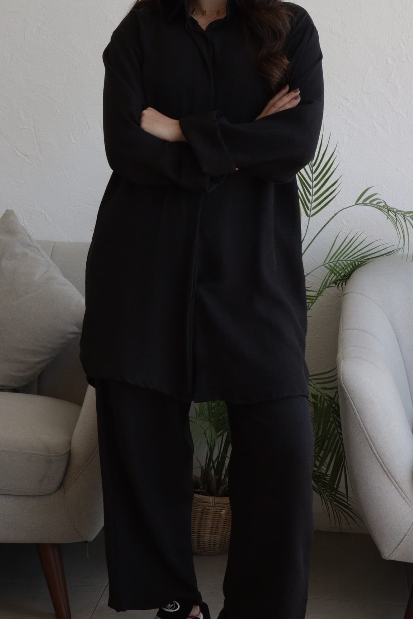 طقم بلوزة وبنطلون كاجوال اسود