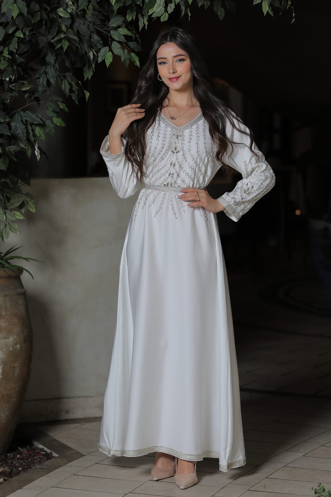 جلابية ناعمة مشجرة فضي