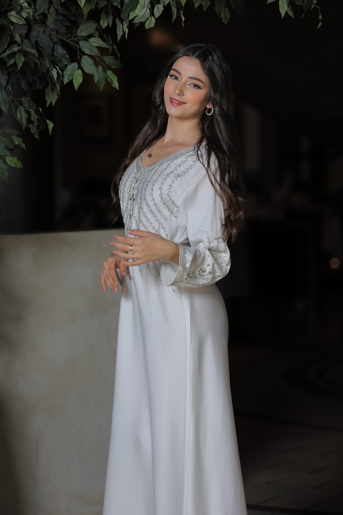 جلابية ناعمة مشجرة فضي