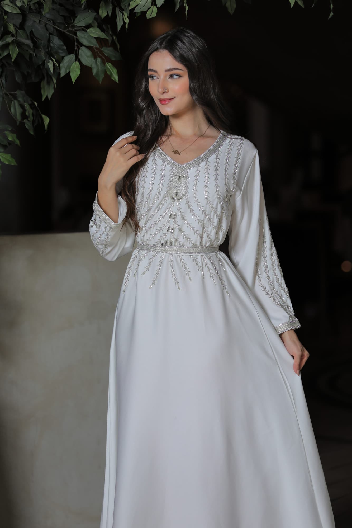 جلابية ناعمة مشجرة فضي