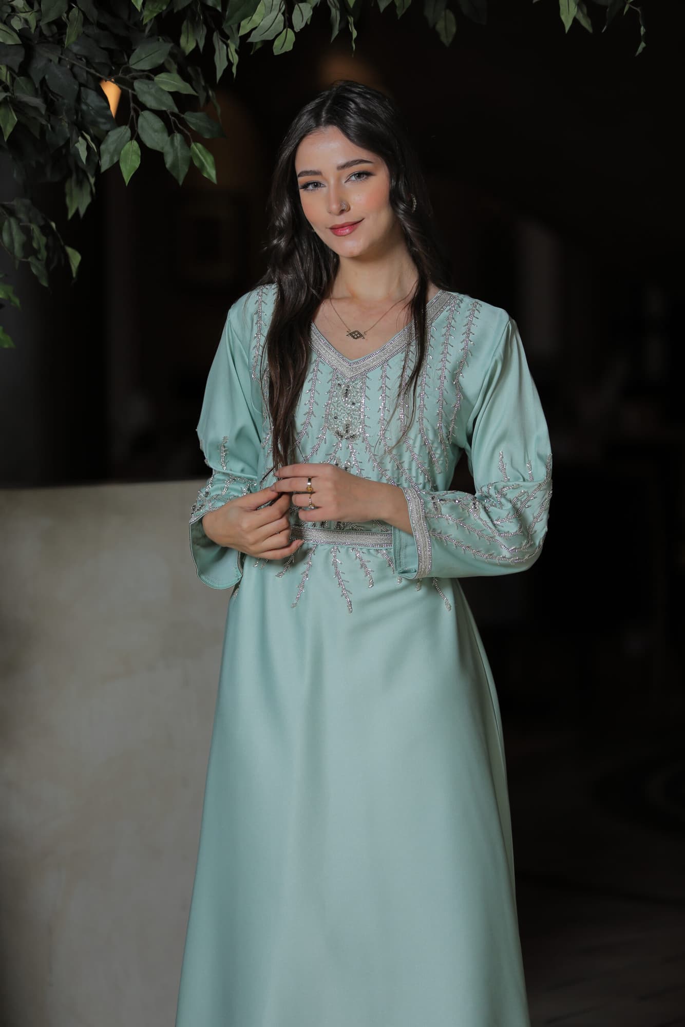 جلابية ناعمة مشجرة فضي