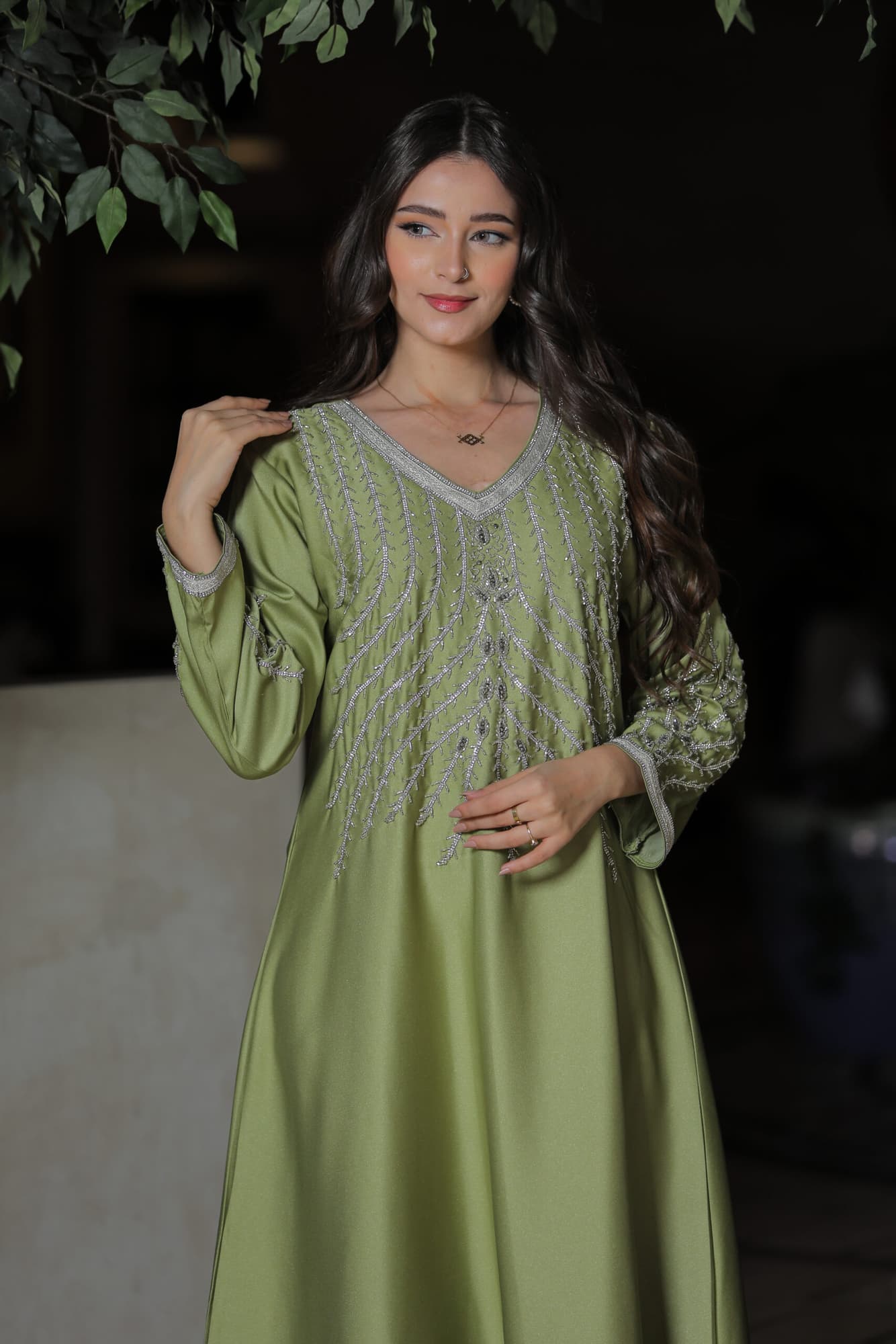 جلابية ناعمة مشجرة فضي