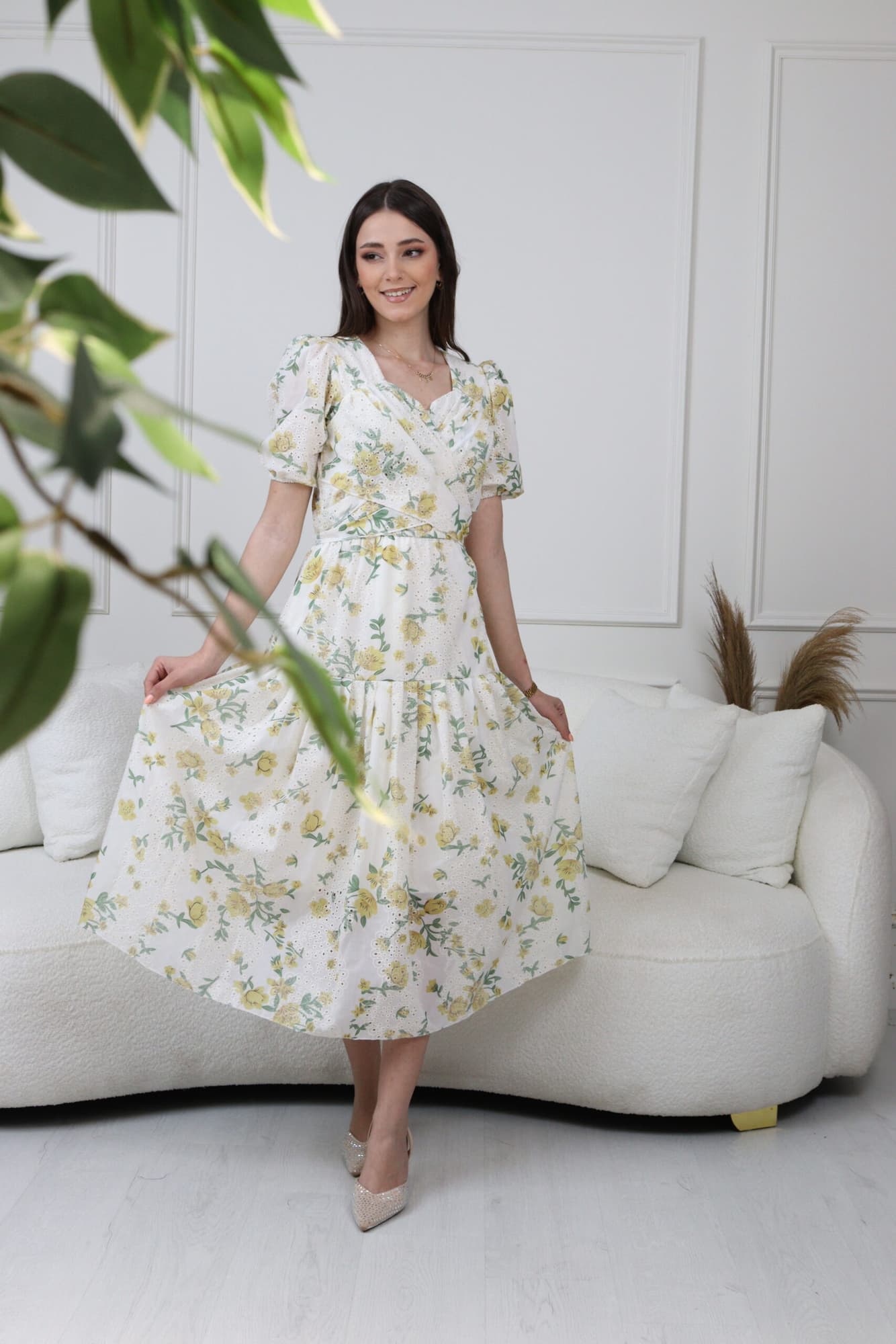 فستان ميدي مشجر بلف نص كوم