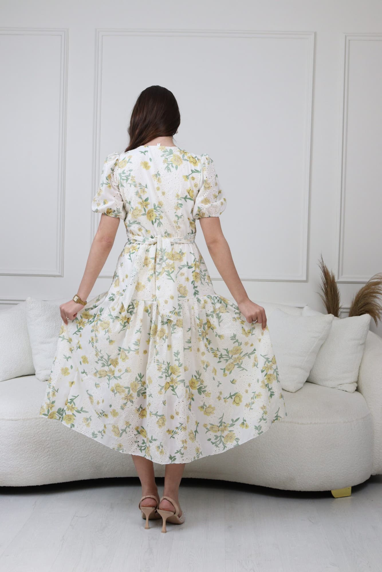 فستان ميدي مشجر بلف نص كوم