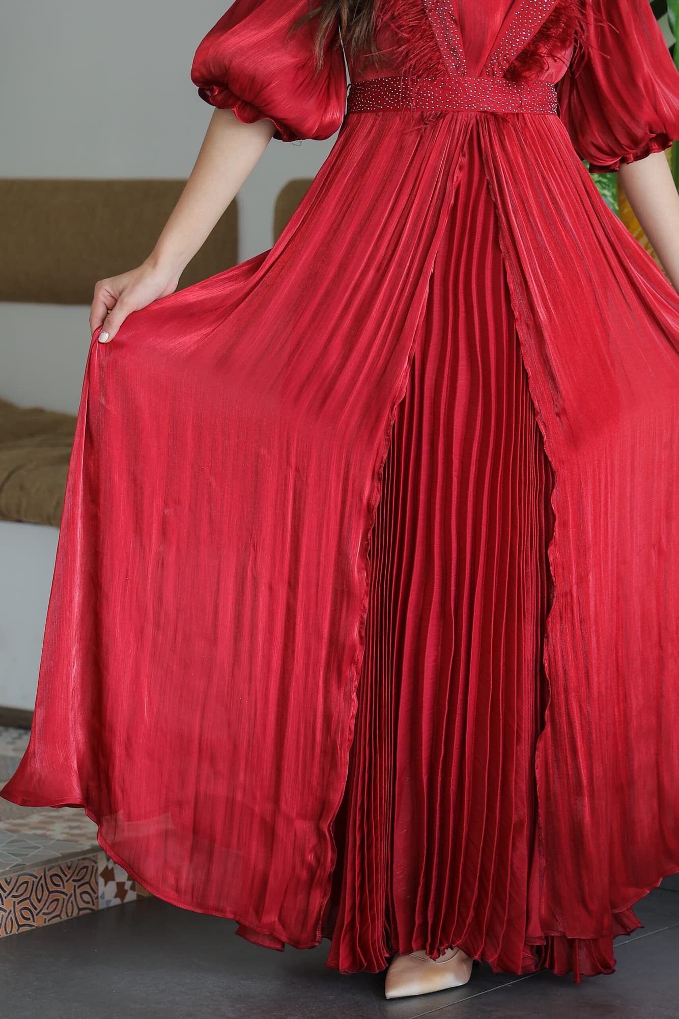 فستان سهرة بريش ع الاكتاف