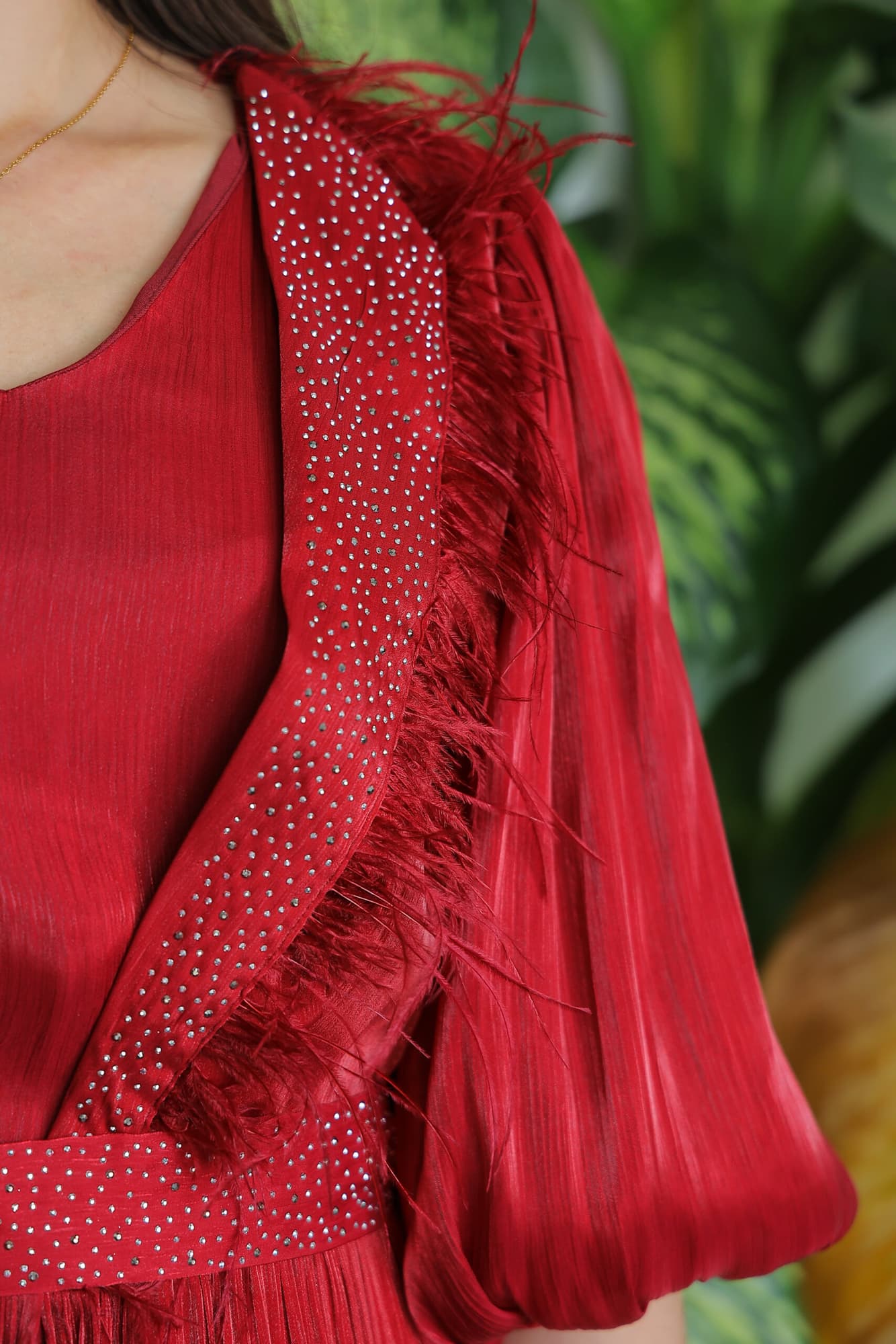 فستان سهرة بريش ع الاكتاف