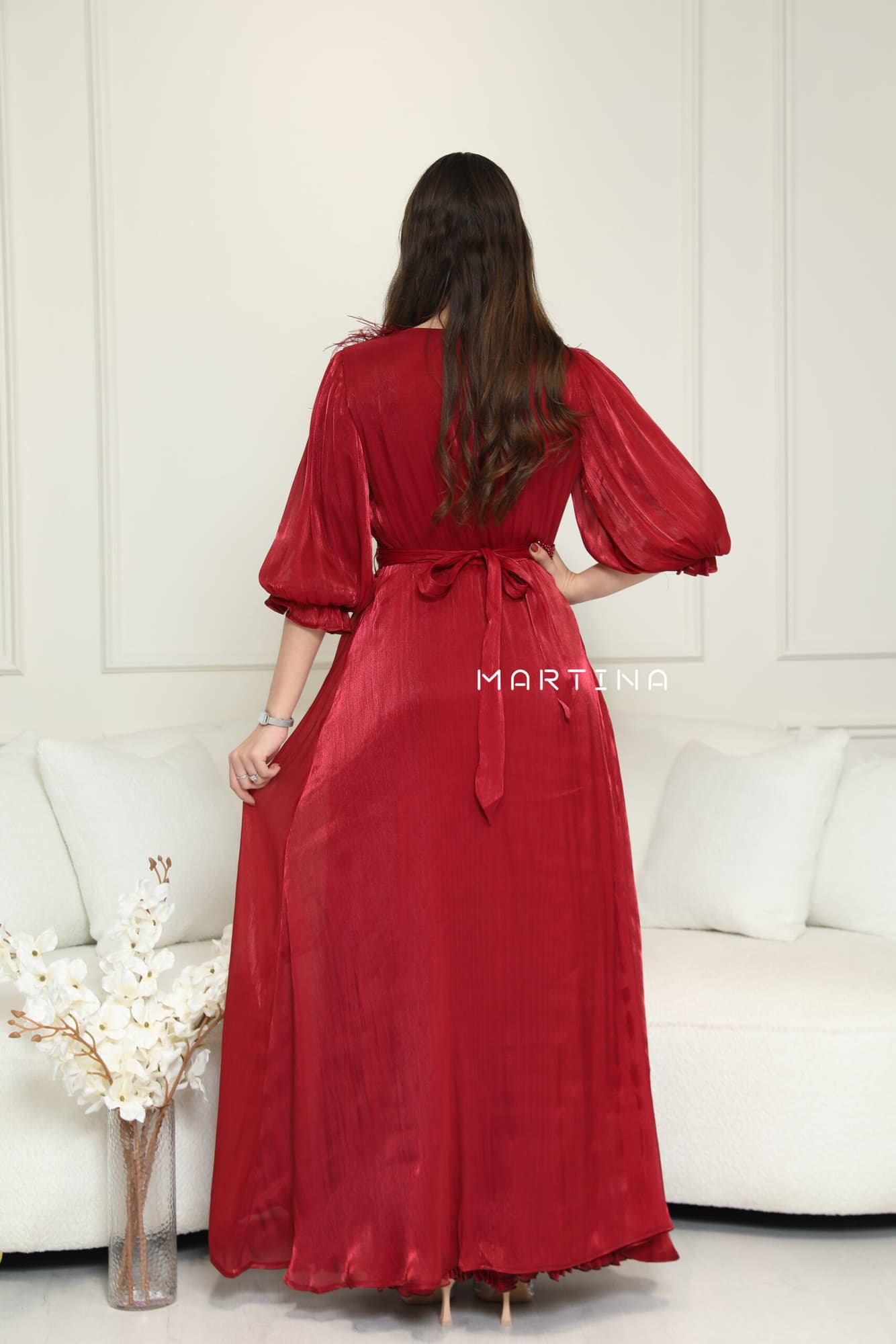 فستان سهرة بريش ع الاكتاف