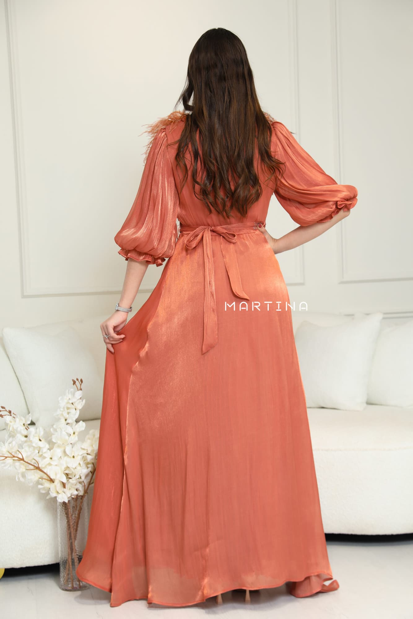 فستان سهرة بريش ع الاكتاف